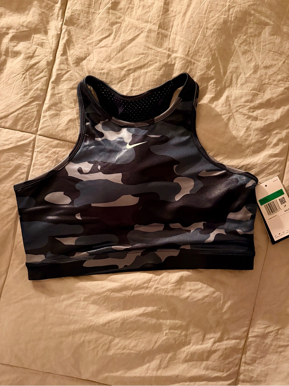 Nike Women's High-Neck Camo Sports Bra - Black & Gray